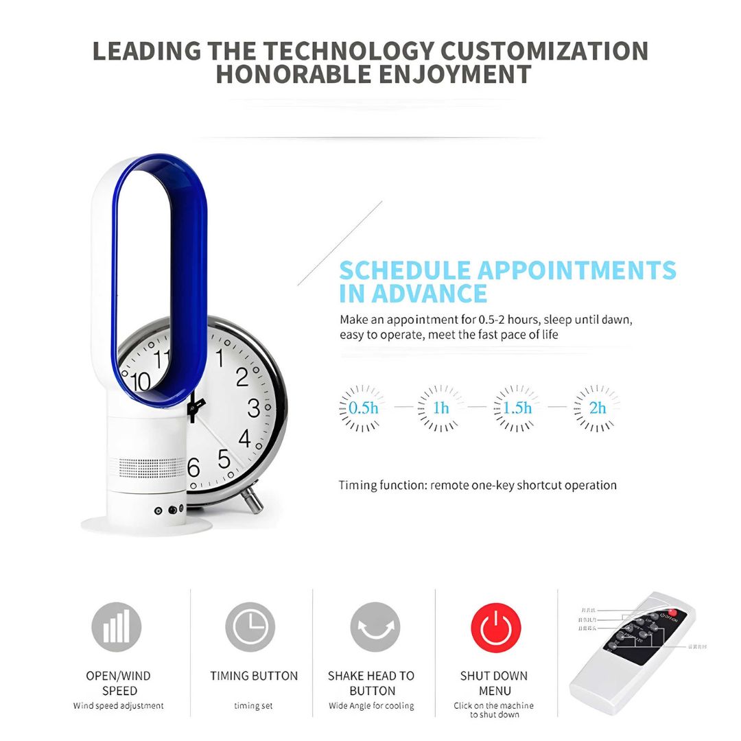 16-Zoll Bladeless Ventilator – Leise, mit Fernbedienung & Oszillation