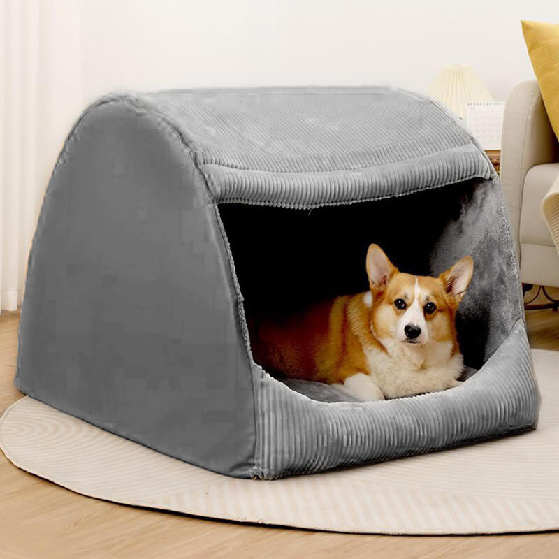 CozyCave – Teltformet hundeseng i myk flanell