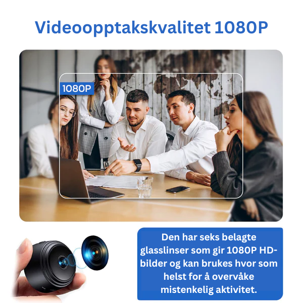 Minieye – Full HD Sikkerhetskamera med WiFi og nattsyn for innendørs bruk