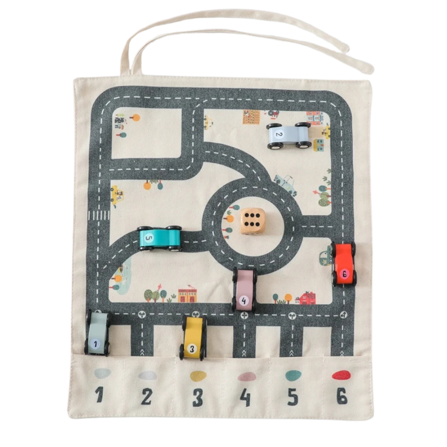 MiniRoute – Montessori Kjørematte i Lerret med Læring og Lek i Fokus