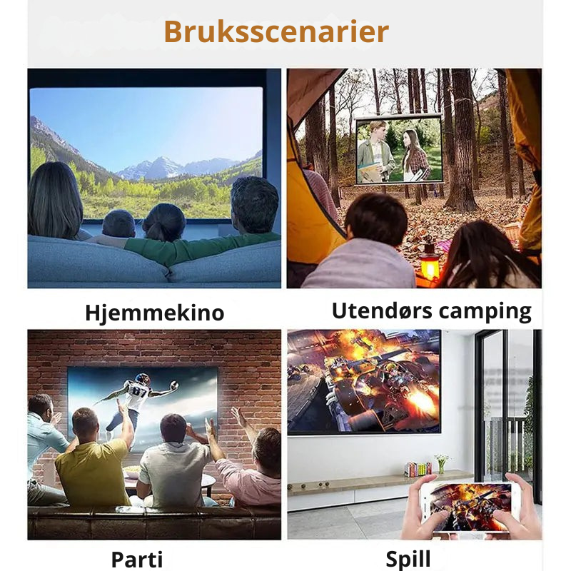 BrightBeam LED Miniprojektor – Bærbar og komplett med høyttaler