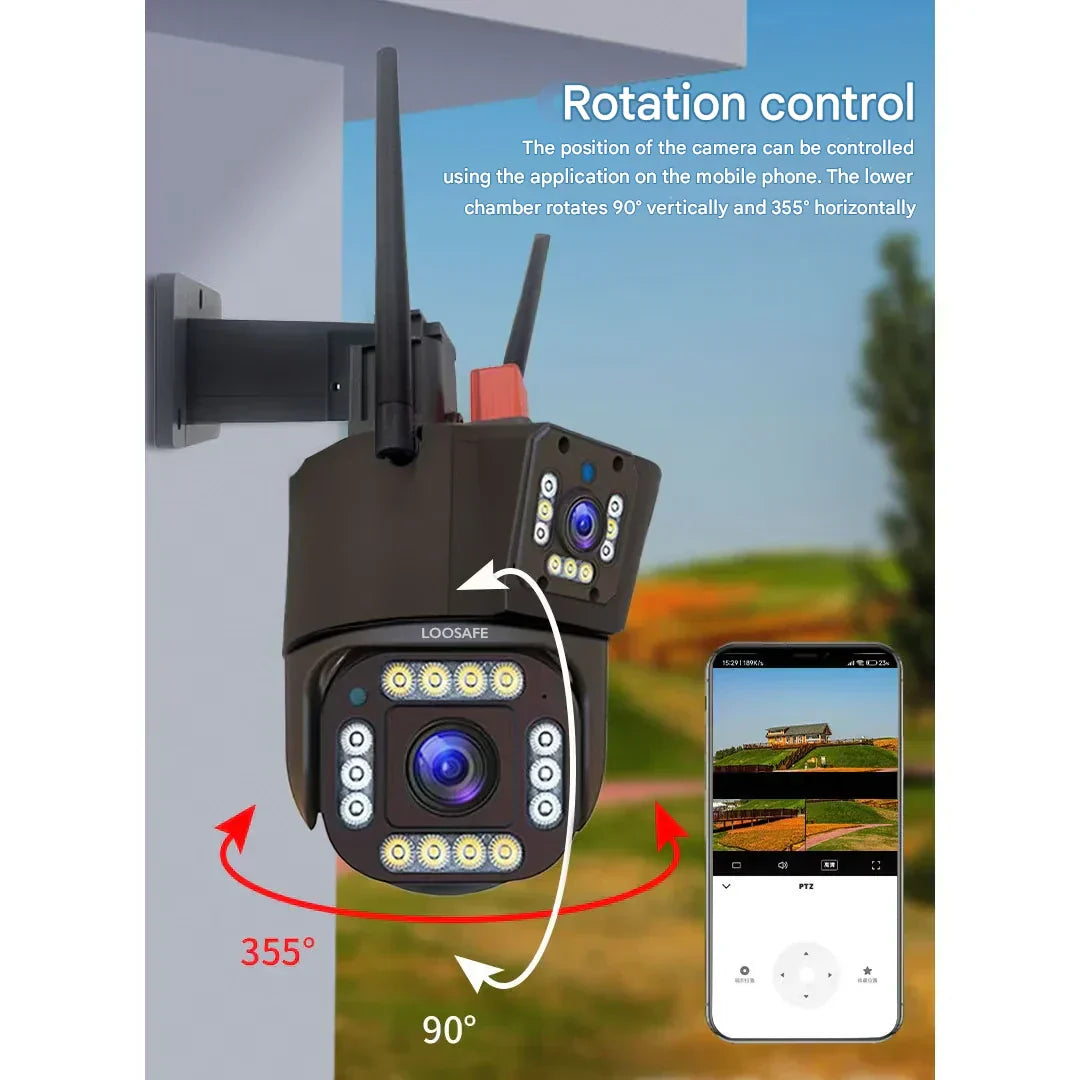 DualGuard – Trådløst 4K Overvåkningskamera med Solcellepanel og 10x zoom for Utendørs bruk