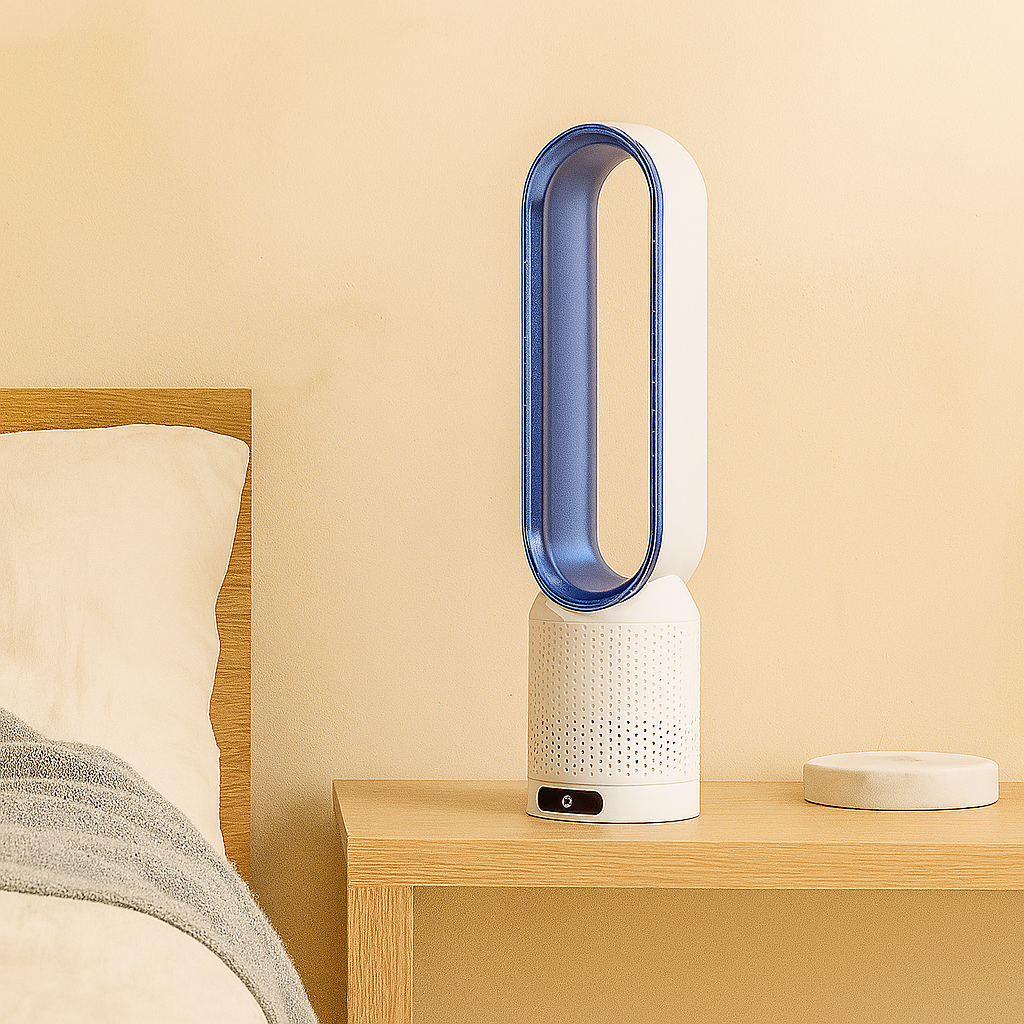 Bærbar luftkjøler – Kompakt vifte med LED-lys og trådløs drift