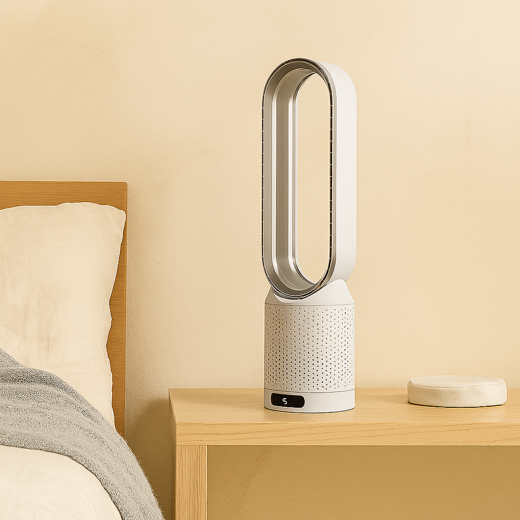 Bærbar luftkjøler – Kompakt vifte med LED-lys og trådløs drift