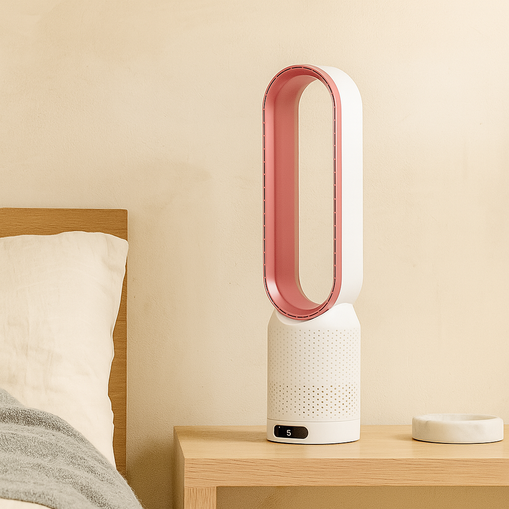 Bærbar luftkjøler – Kompakt vifte med LED-lys og trådløs drift