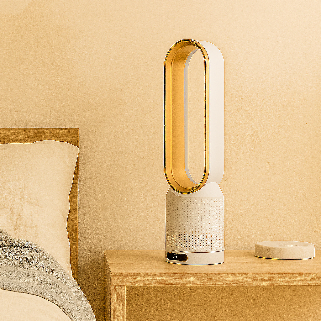 Bærbar luftkjøler – Kompakt vifte med LED-lys og trådløs drift