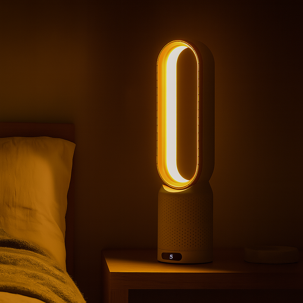 Bærbar luftkjøler – Kompakt vifte med LED-lys og trådløs drift