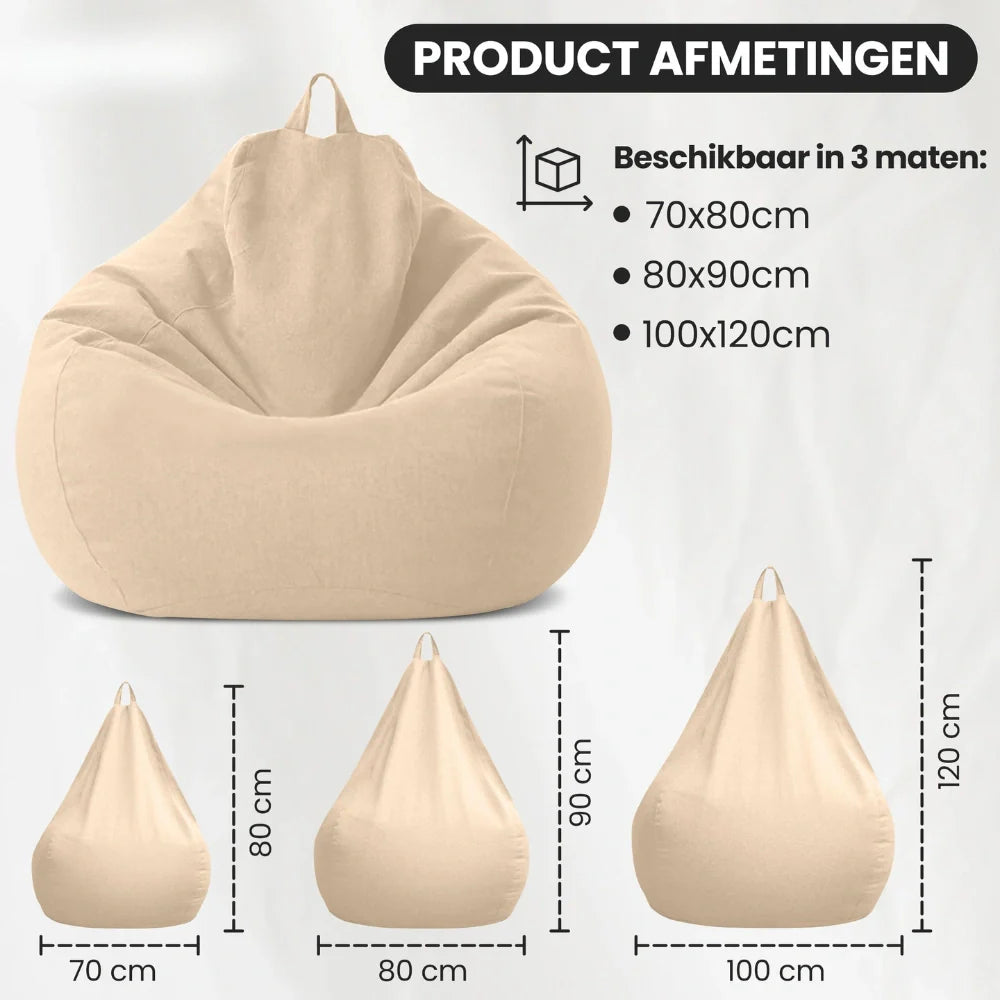 Linumo saccosekk i lin med fyll – komfortabel og vaskbar