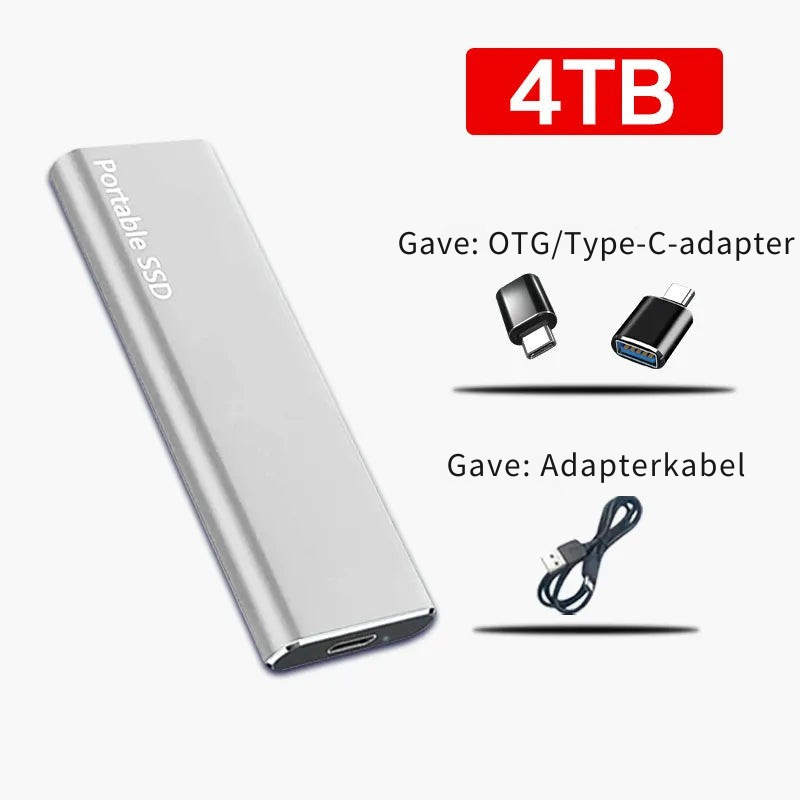 Demiere – Bærbar USB 3.1 Type-C ekstern harddisk Slank og høy kapasitet