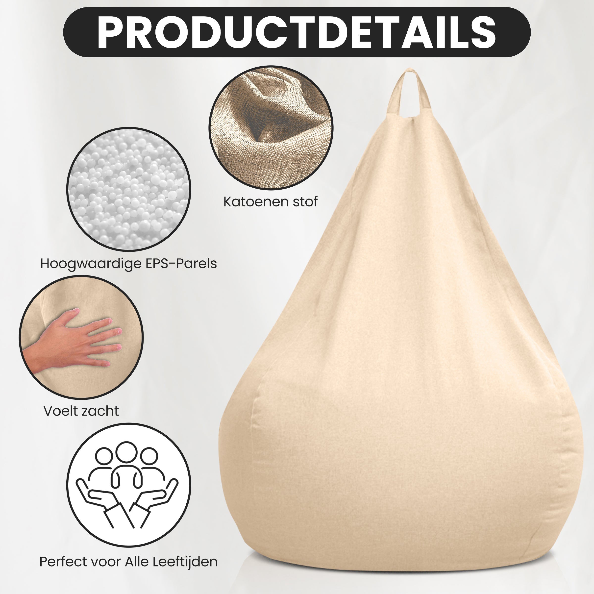 Linumo saccosekk i lin med fyll – komfortabel og vaskbar