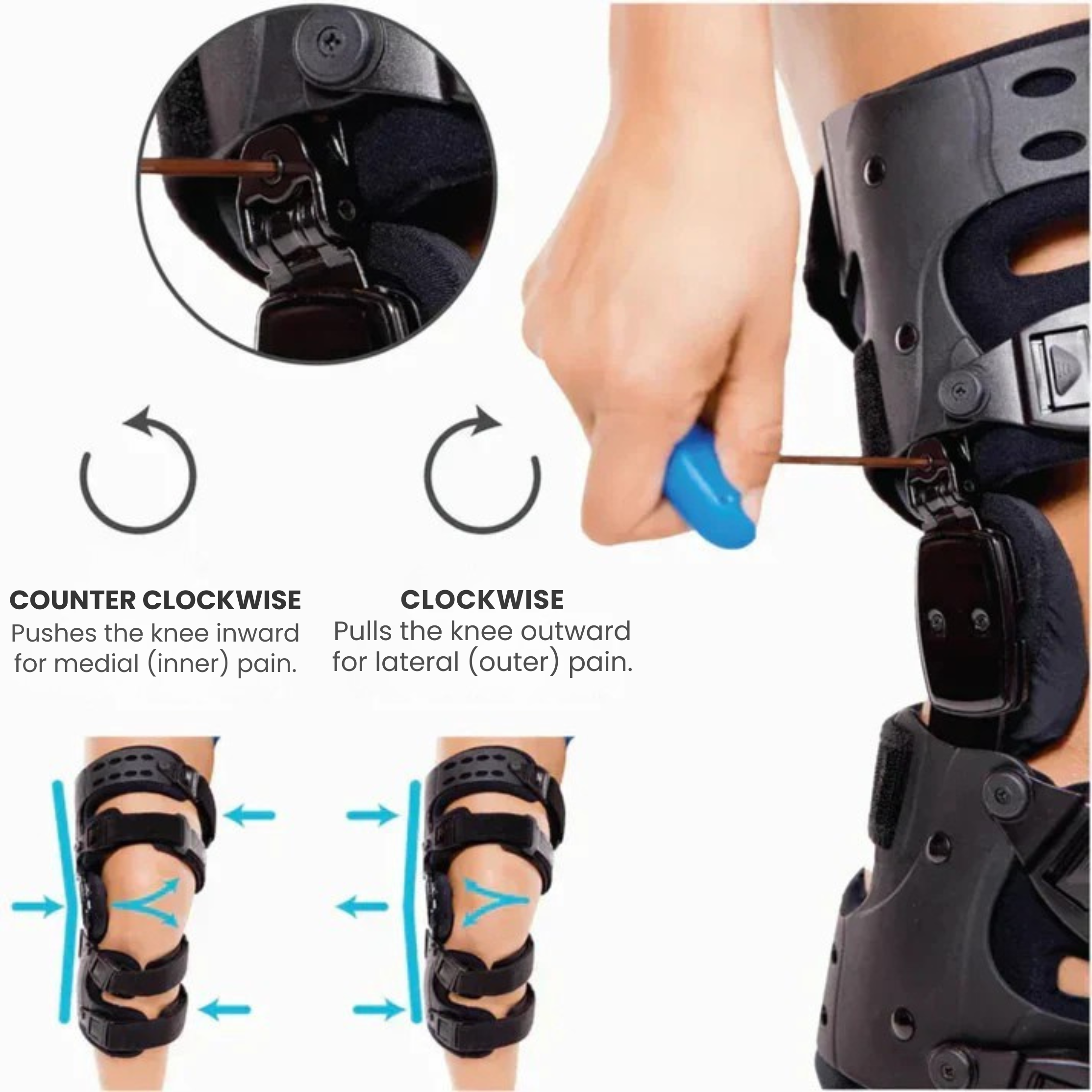 Knieease – justerbar knebandasje for støtte, sport og rehabilitering