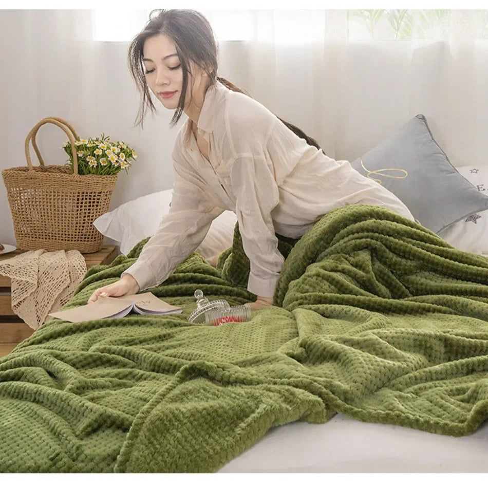 NubiNest – Japansk Coral Fleece-pledd med Myk Varmekos og Elegant Enkelhet