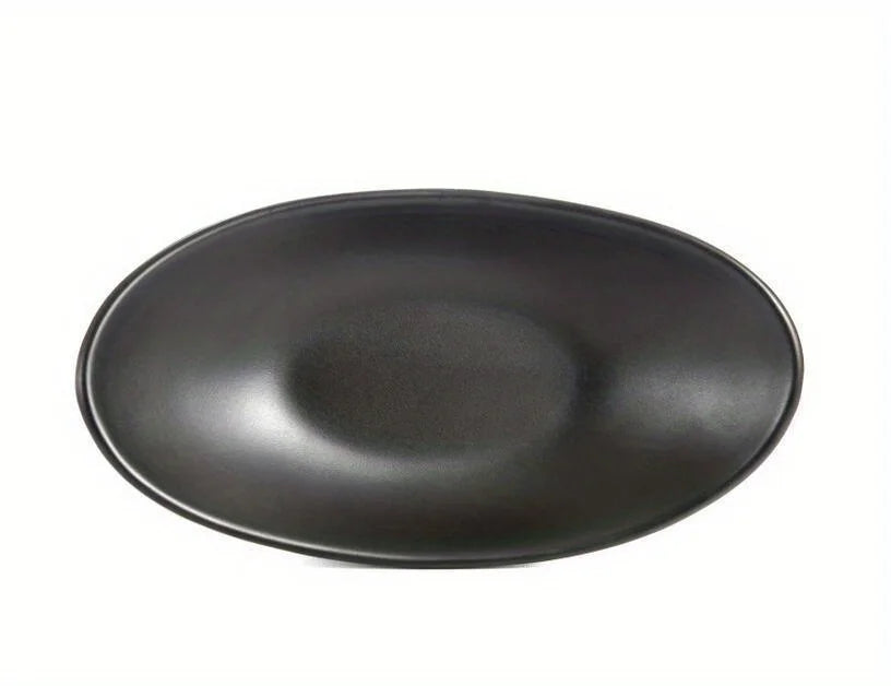 GleamNest – Oval Smykkeskål i Sort Keramikk med Stil og Struktur