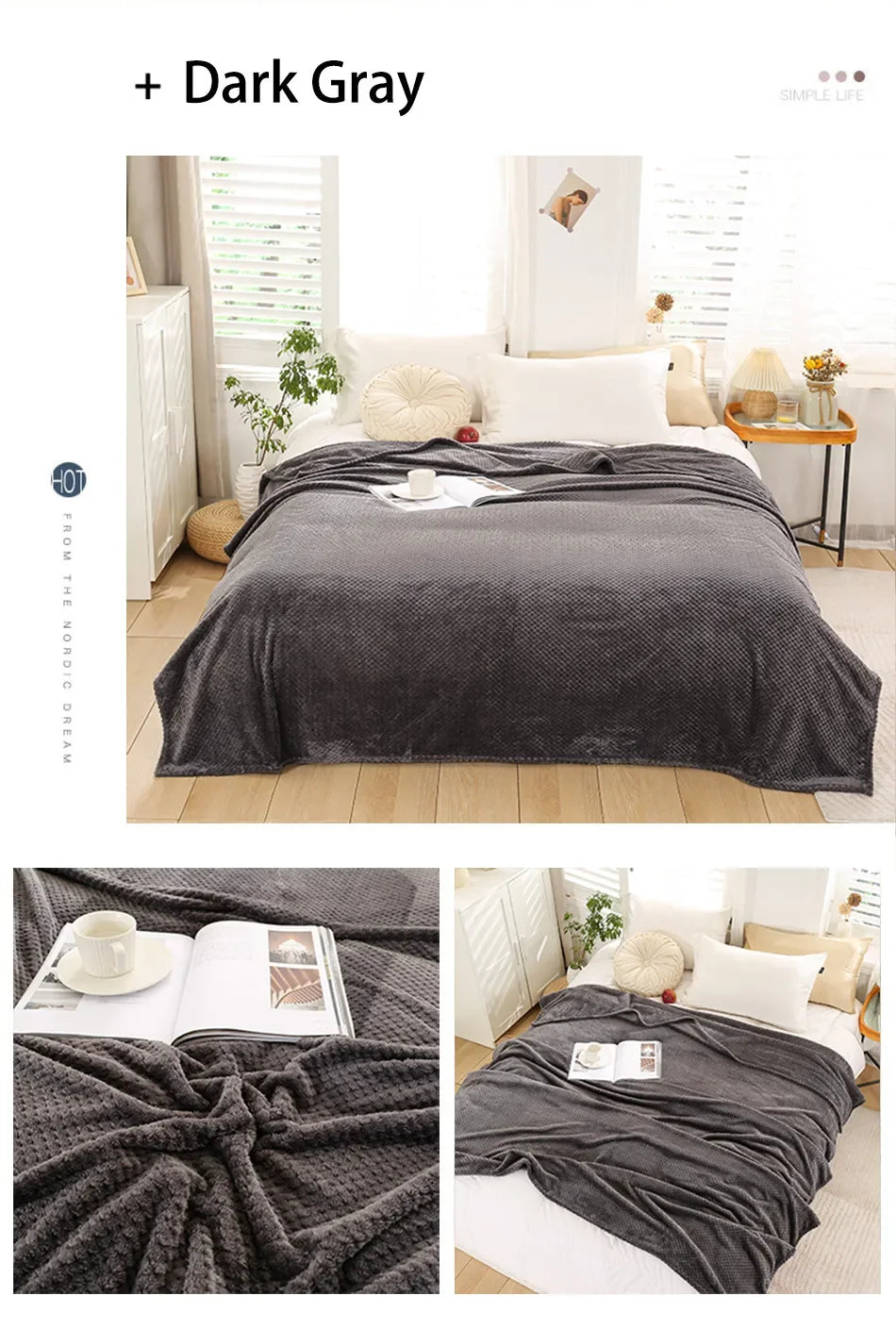 NubiNest – Japansk Coral Fleece-pledd med Myk Varmekos og Elegant Enkelhet