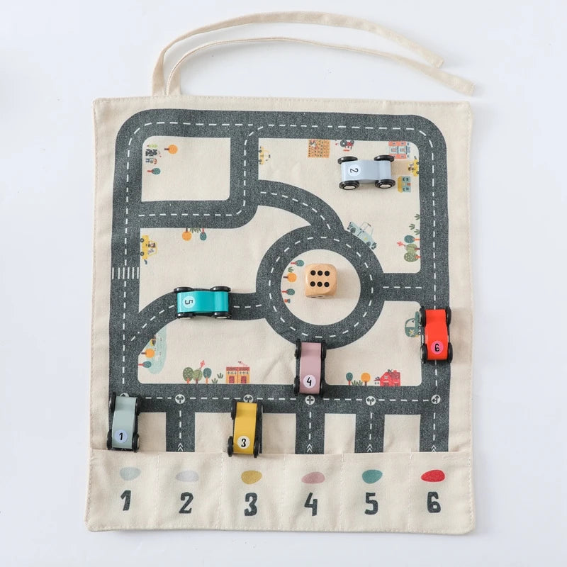 MiniRoute – Montessori Kjørematte i Lerret med Læring og Lek i Fokus