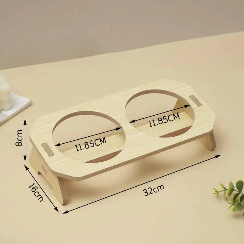 DuoFeast NatureLine – Stilig Dobbel Fôrskål i tre med Sjarm