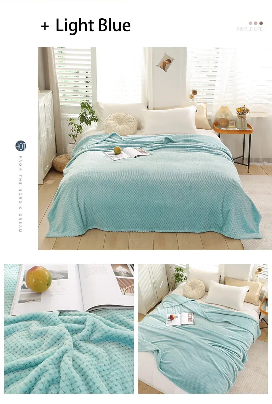 NubiNest – Japansk Coral Fleece-pledd med Myk Varmekos og Elegant Enkelhet