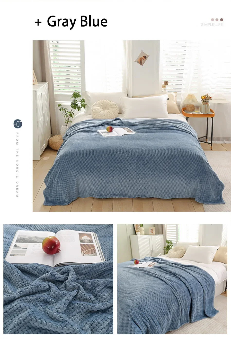 NubiNest – Japansk Coral Fleece-pledd med Myk Varmekos og Elegant Enkelhet