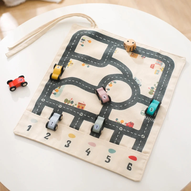 MiniRoute – Montessori Kjørematte i Lerret med Læring og Lek i Fokus