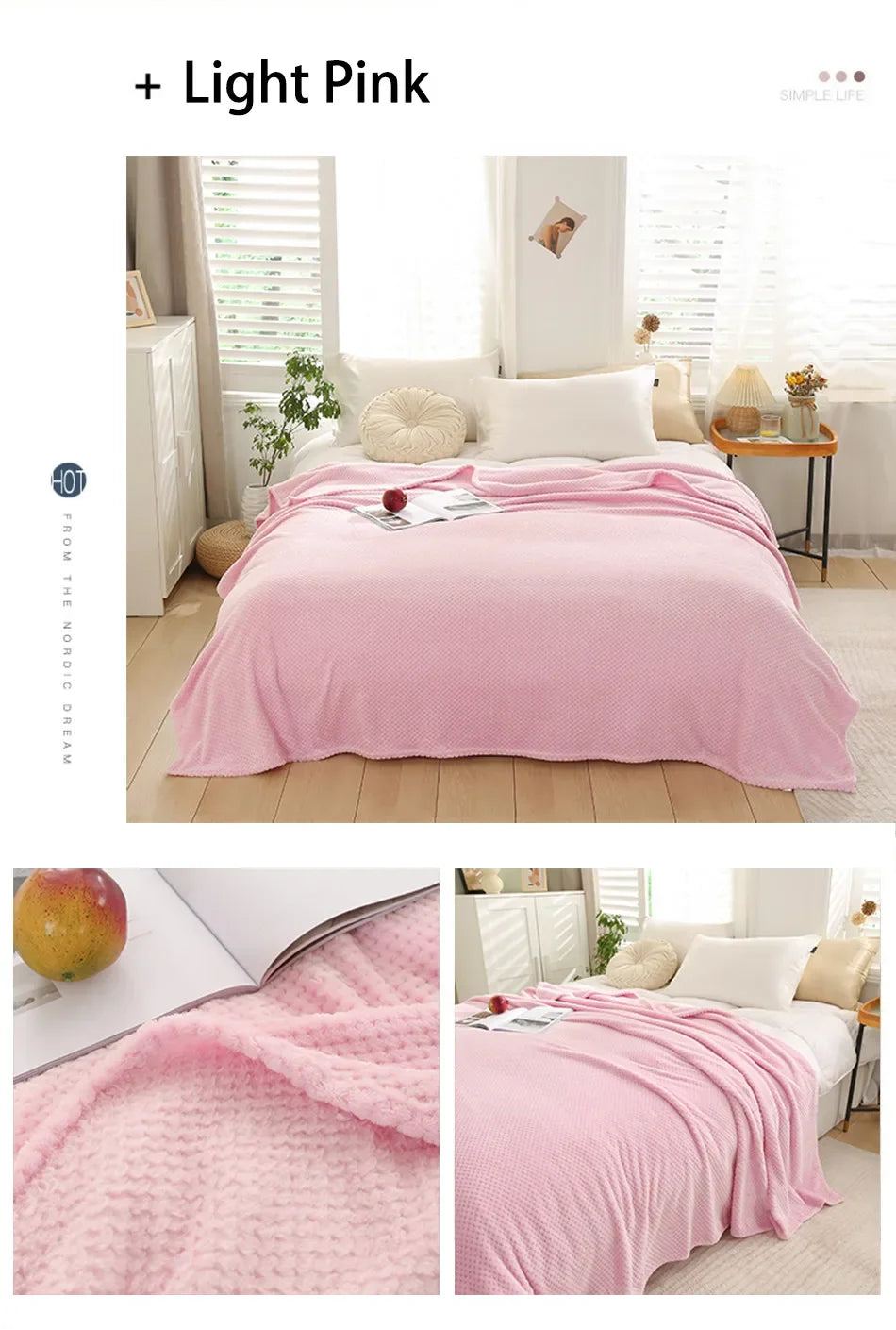 NubiNest – Japansk Coral Fleece-pledd med Myk Varmekos og Elegant Enkelhet