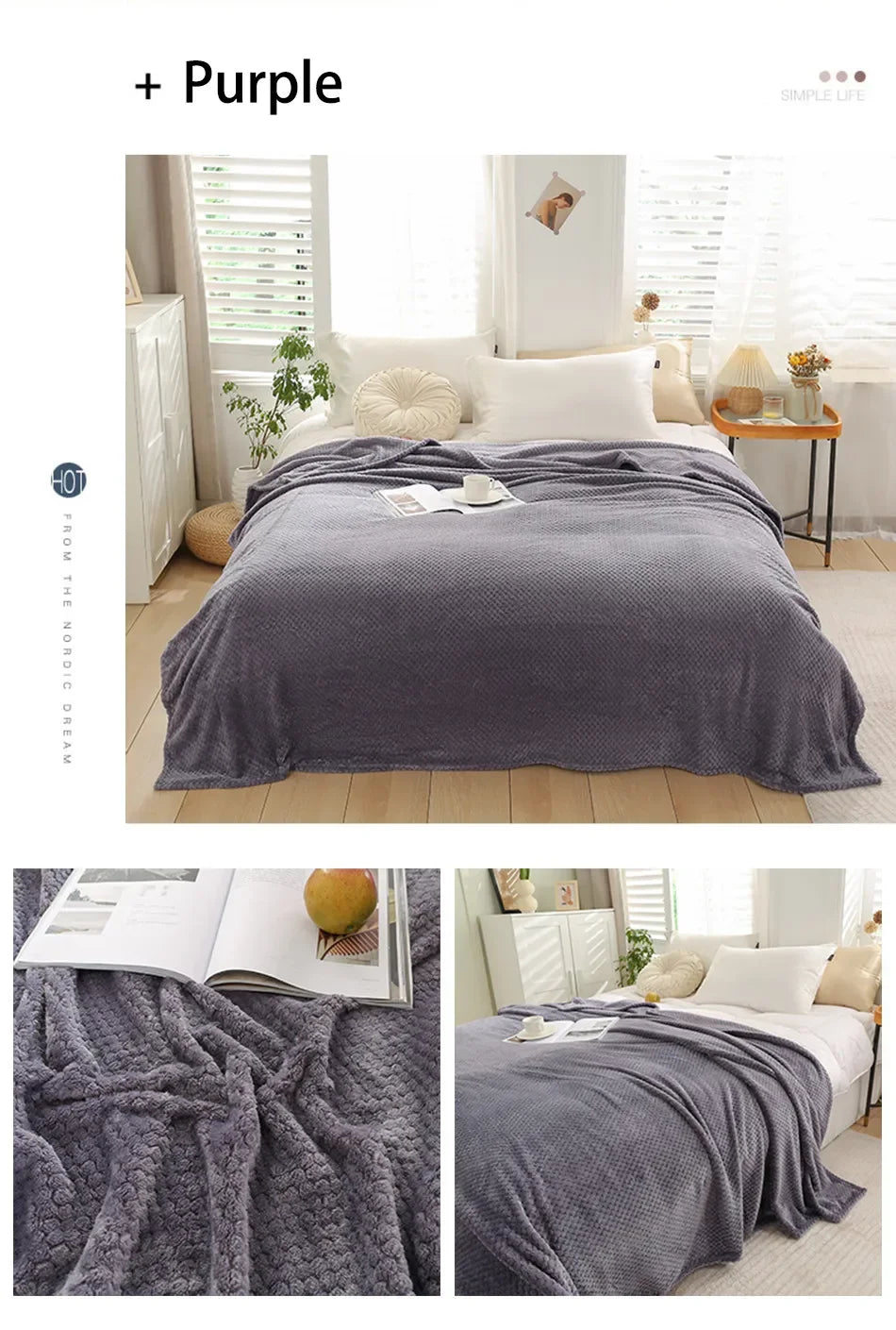 NubiNest – Japansk Coral Fleece-pledd med Myk Varmekos og Elegant Enkelhet