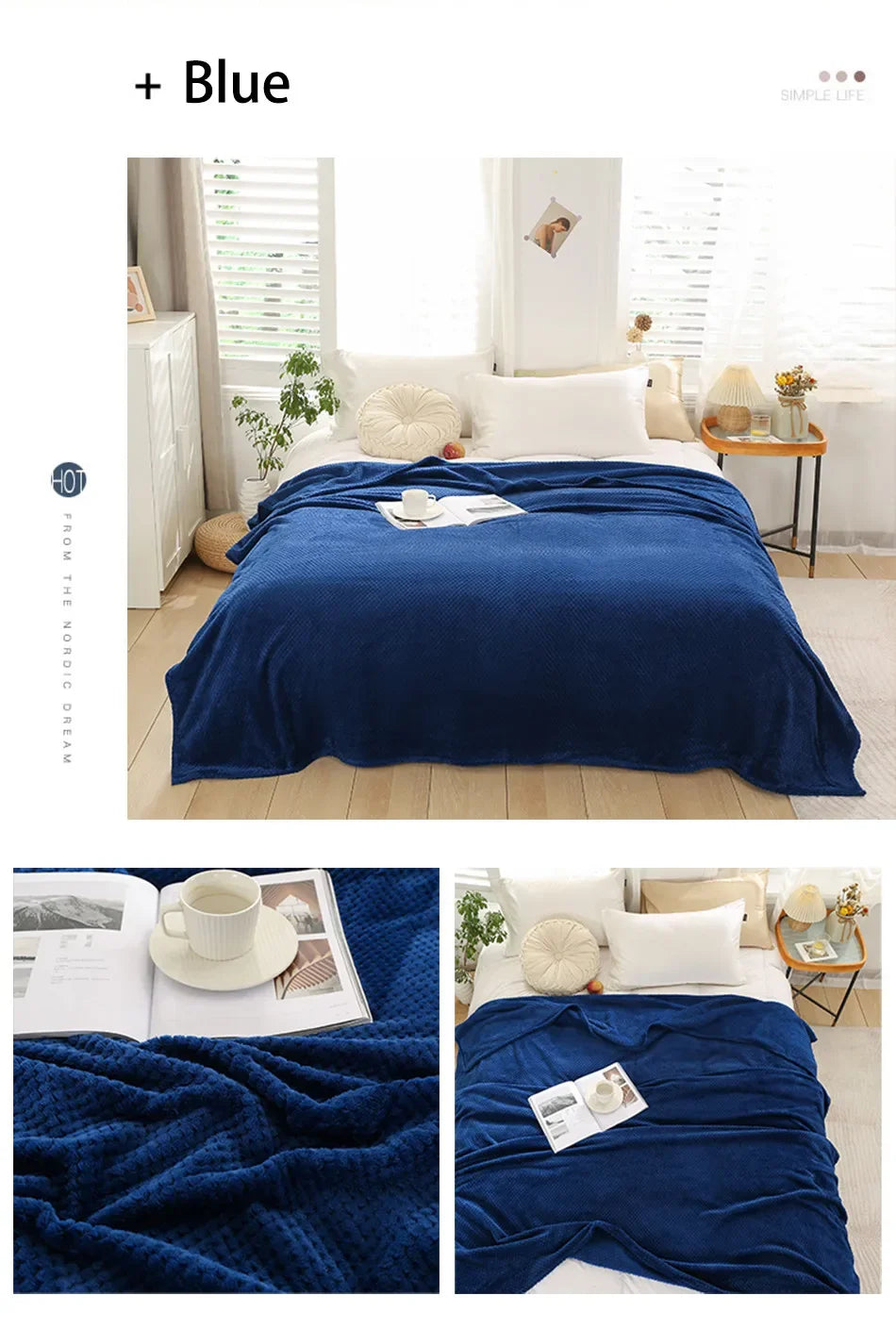 NubiNest – Japansk Coral Fleece-pledd med Myk Varmekos og Elegant Enkelhet