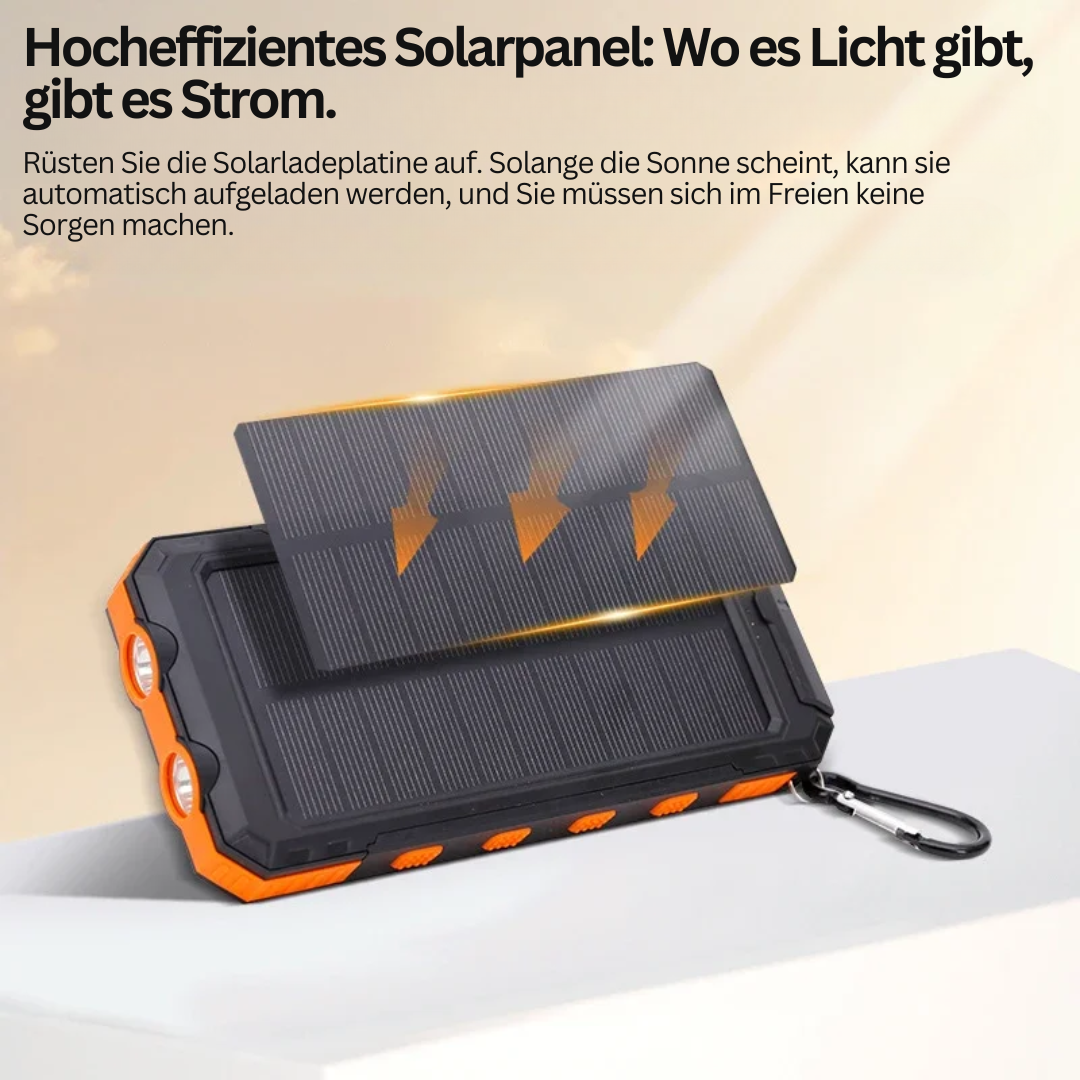 Solcelle Powerbank med Lommelykt – NordCharge Pro