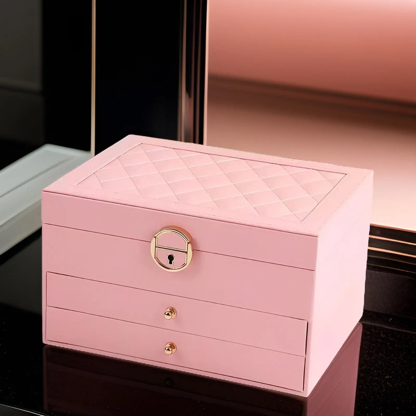 Lunaria – Smykkeskrin i PU-skinn med flere lag  for Kvinner og Tenåringer