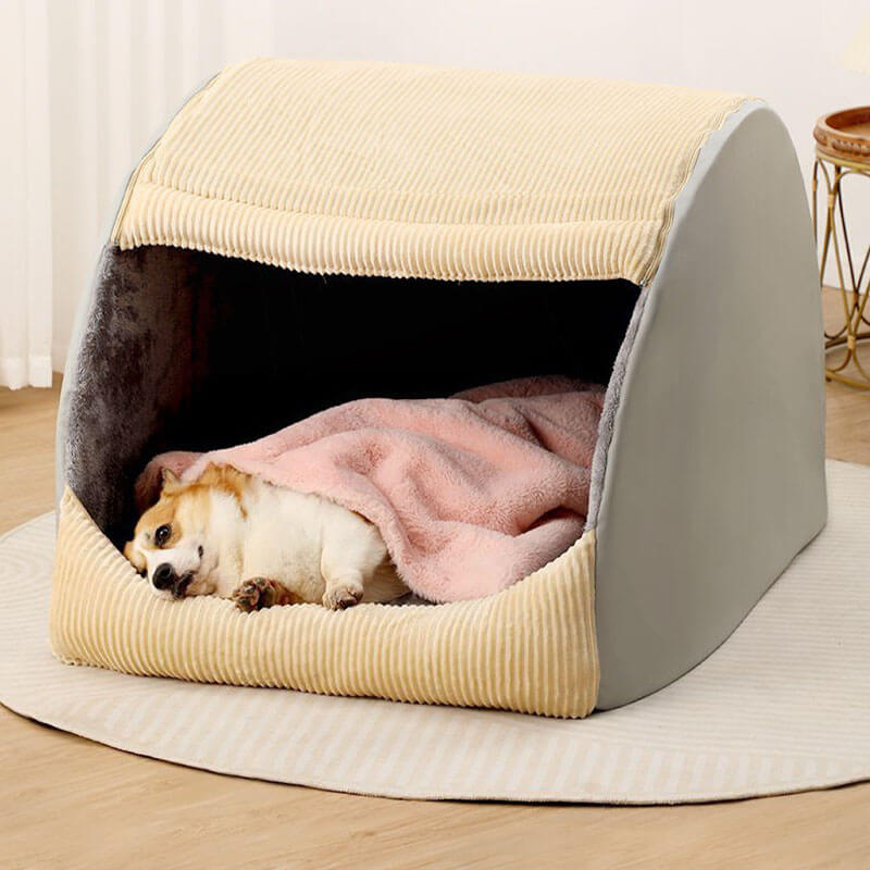 CozyCave – Teltformet hundeseng i myk flanell