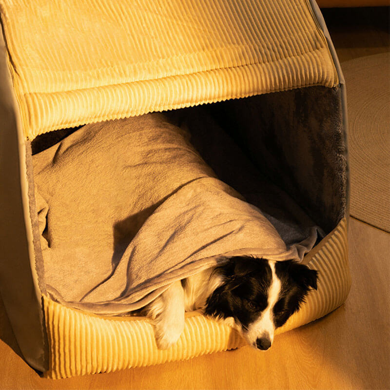 CozyCave – Teltformet hundeseng i myk flanell