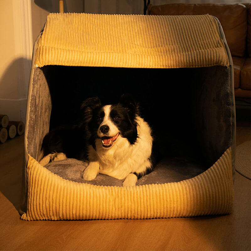 CozyCave – Teltformet hundeseng i myk flanell