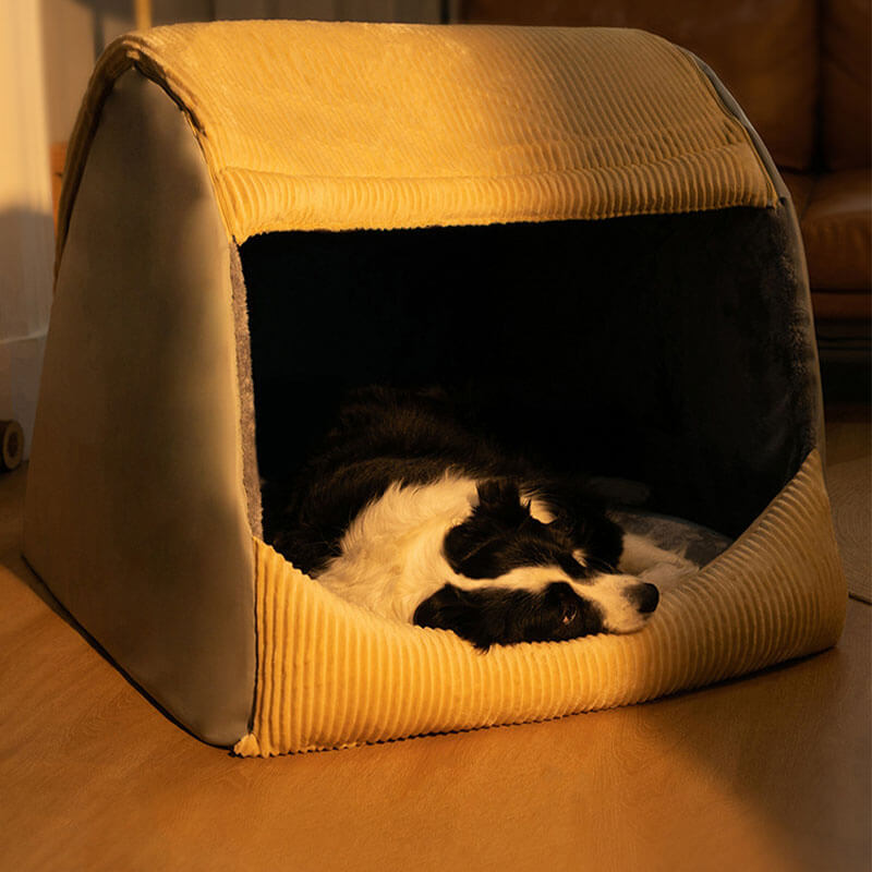 CozyCave – Teltformet hundeseng i myk flanell