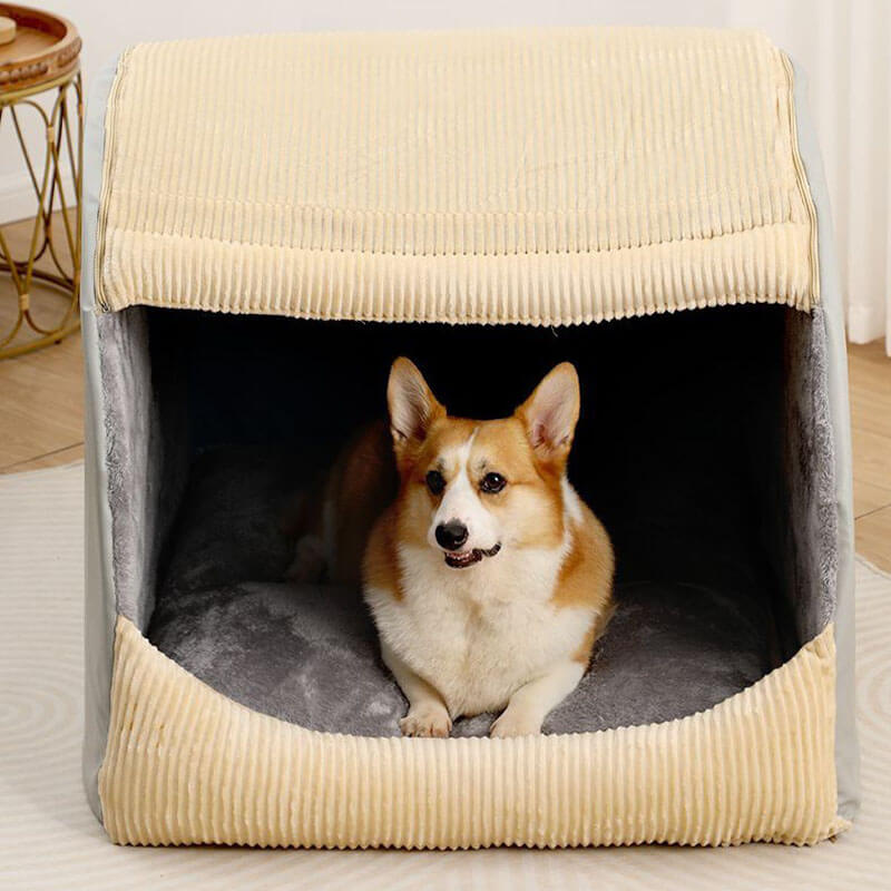 CozyCave – Teltformet hundeseng i myk flanell