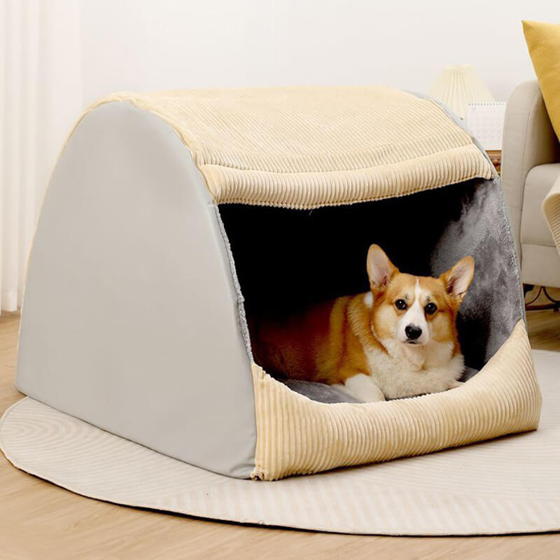 CozyCave – Teltformet hundeseng i myk flanell