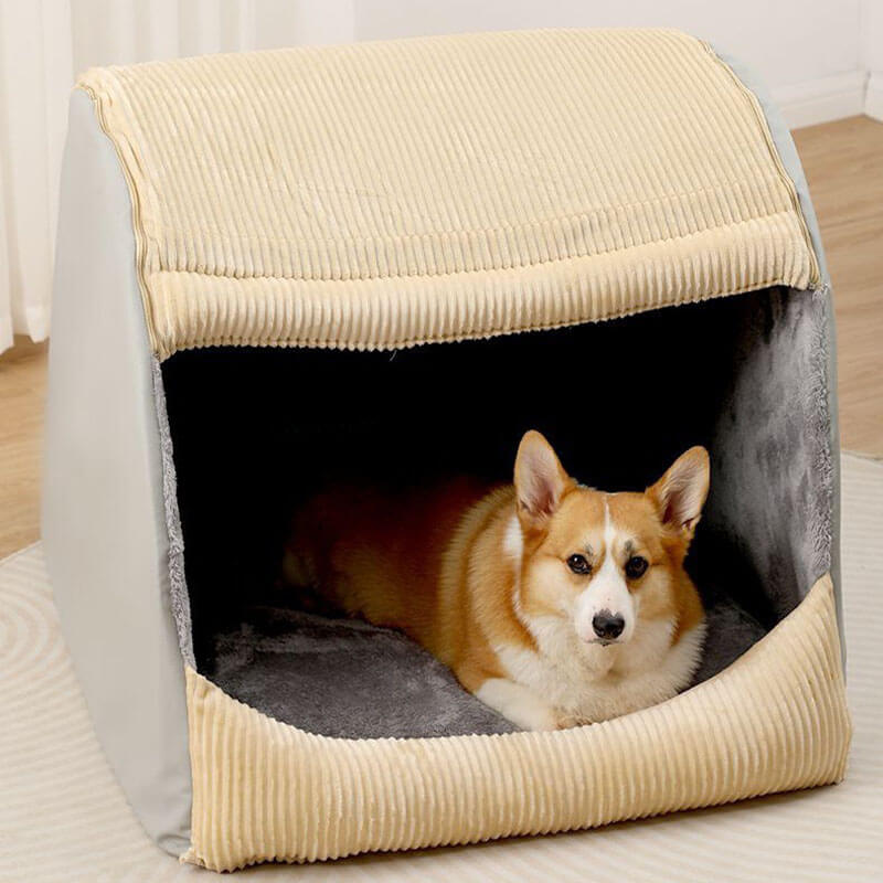 CozyCave – Teltformet hundeseng i myk flanell