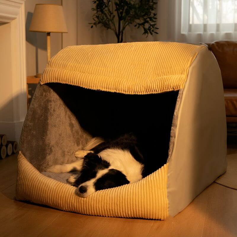 CozyCave – Teltformet hundeseng i myk flanell