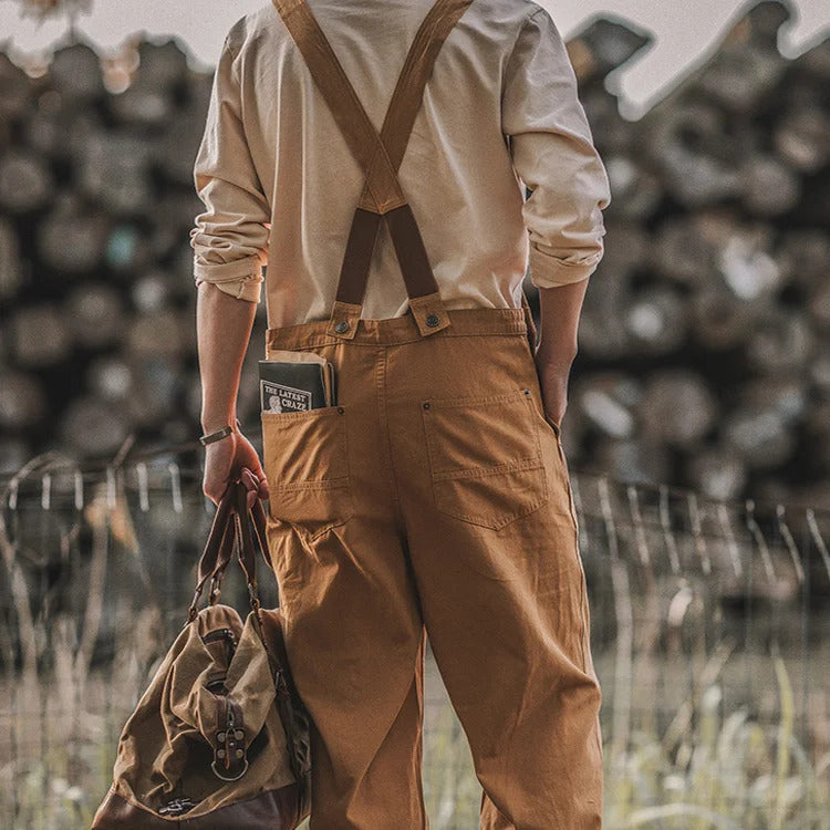 Ruggon – Unisex canvas-salongbukse i bomull med justerbare seler for arbeid og hverdagsbruk