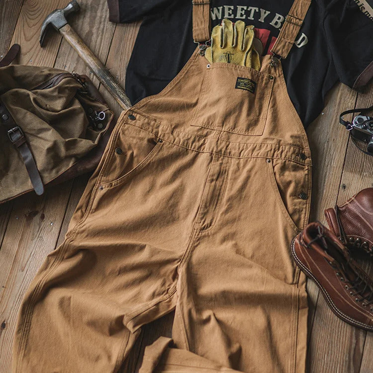 Ruggon – Unisex canvas-salongbukse i bomull med justerbare seler for arbeid og hverdagsbruk