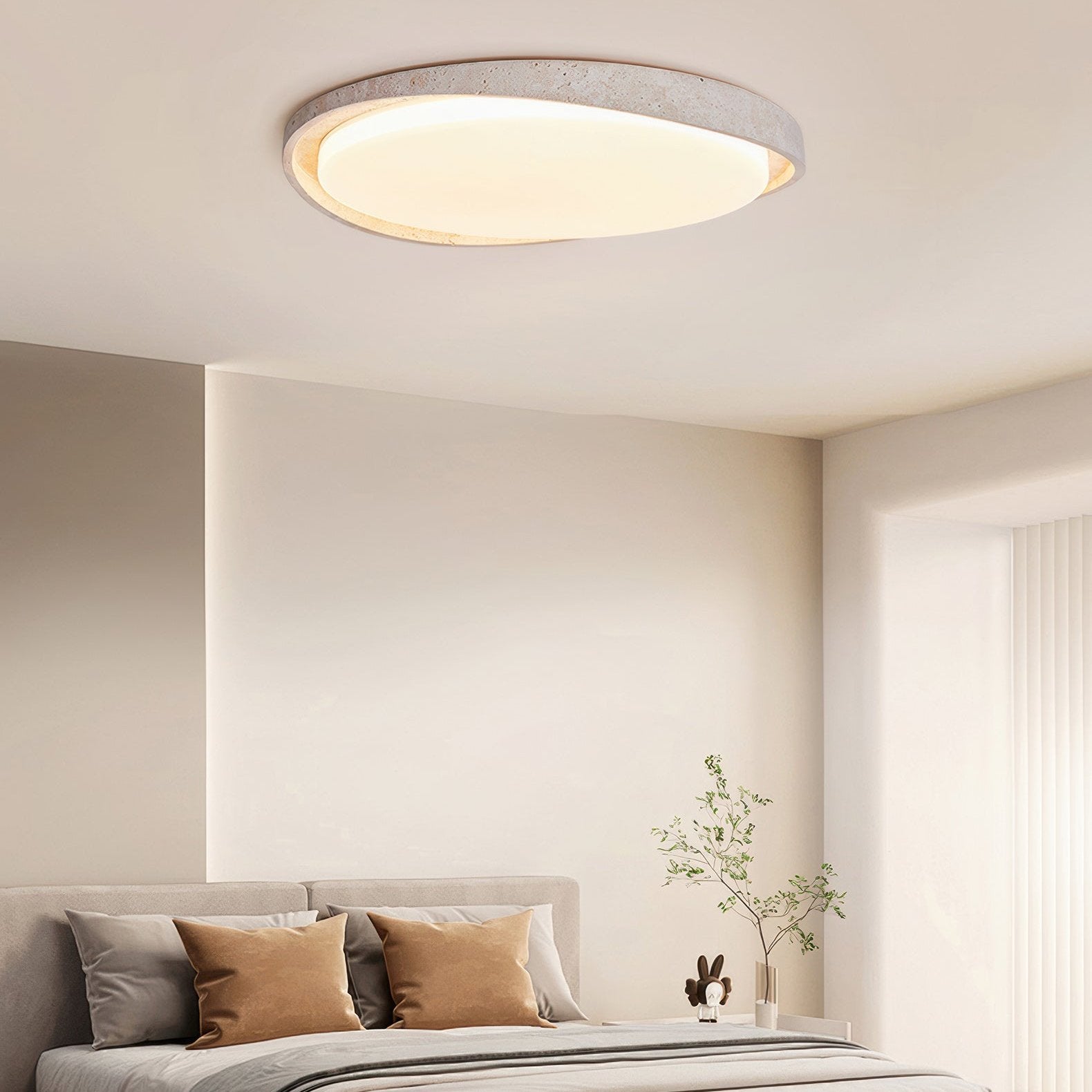 Lunaro – Taklampe kremfarget travertin LED – soverom og stue