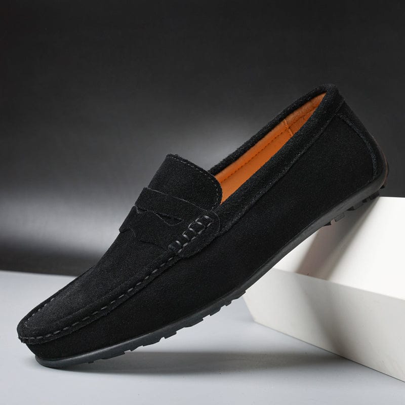 Verona – Herreloafers i Ekte Semsket Skinn med Slip-on design og Dempende såle for jobb og fritid
