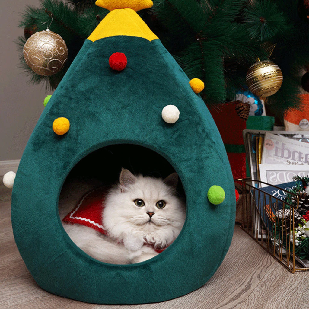 FestivePurr Julgran-kattkorg – Koselig julekurv til katten din
