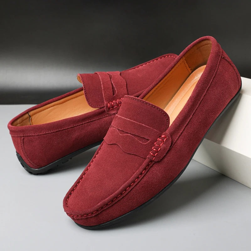 Verona – Herreloafers i Ekte Semsket Skinn med Slip-on design og Dempende såle for jobb og fritid