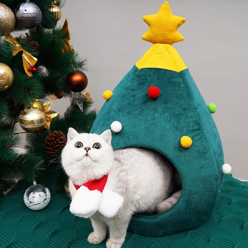 FestivePurr Julgran-kattkorg – Koselig julekurv til katten din