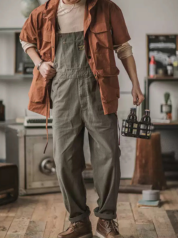 Ruggon – Unisex canvas-salongbukse i bomull med justerbare seler for arbeid og hverdagsbruk