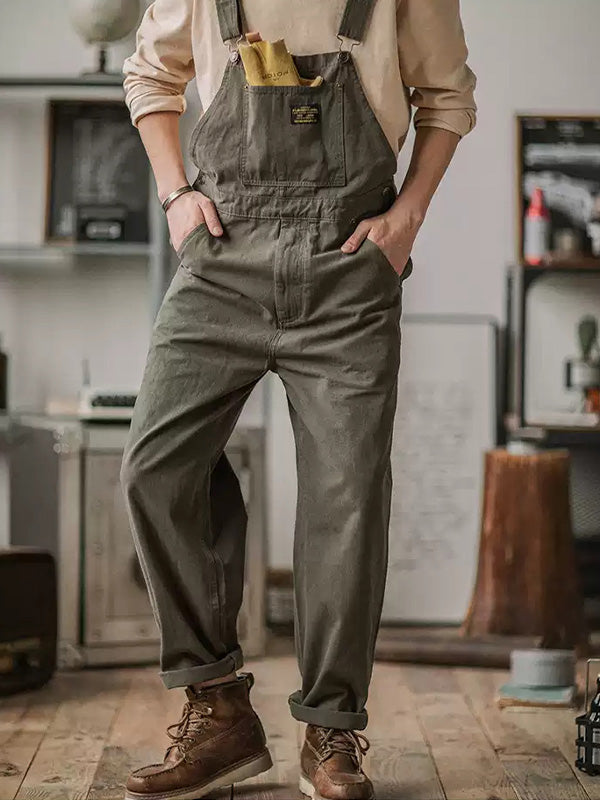 Ruggon – Unisex canvas-salongbukse i bomull med justerbare seler for arbeid og hverdagsbruk