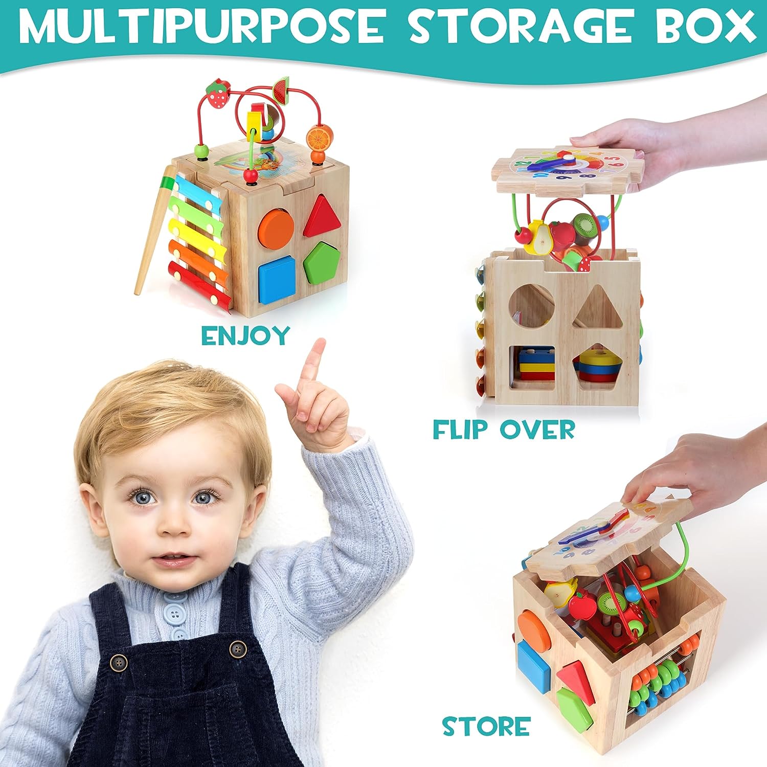 Minivivo 8-i-1 Montessori kube – lærende lek for barn fra 18 mnd
