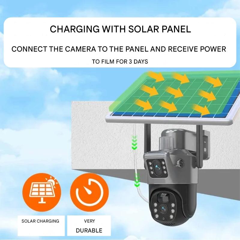 DualGuard – Trådløst 4K Overvåkningskamera med Solcellepanel og 10x zoom for Utendørs bruk