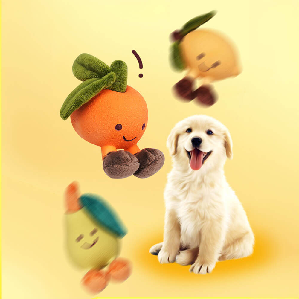 FruityChew – Fruktformet hundeleke i latex med pipfunksjon