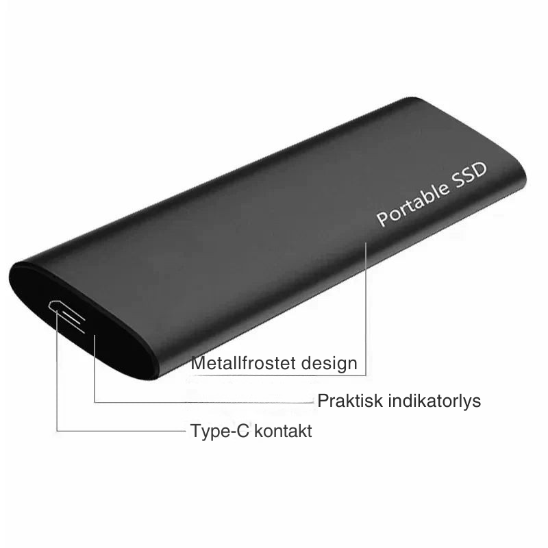 Demiere – Bærbar USB 3.1 Type-C ekstern harddisk Slank og høy kapasitet