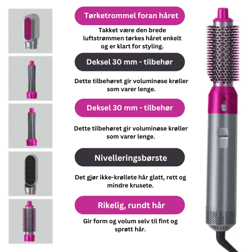 HairStyler Pro – 5-i-1 Fønbørste med Krølltang og Coanda-teknologi for alle hårtyper